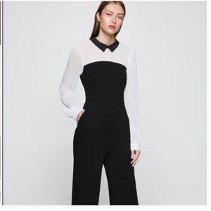 BCBGeneration B/W Mixed Media Twofer Jumpsuit